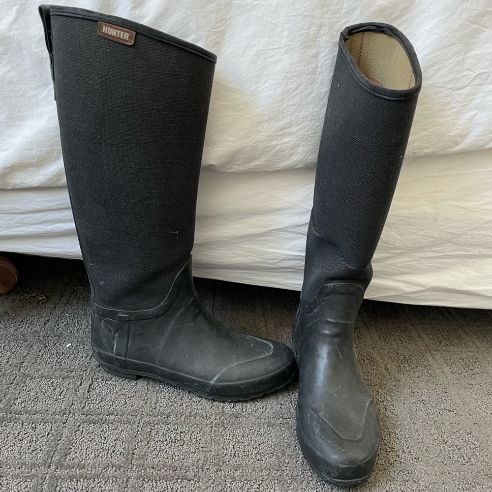 Hunter Rain boots black with fabric size 10